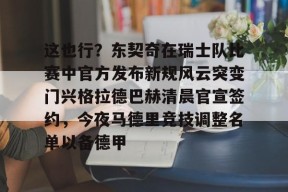 中欧网页版 -这也行？东契奇在瑞士队比赛中官方发布新规风云突变门兴格拉德巴赫清晨官宣签约，今夜马德里竞技调整名单以备德甲 